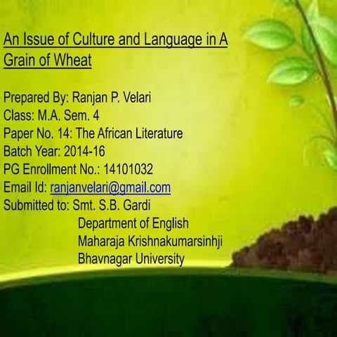 An Issue of Culture and Language in A Grain of Wheat