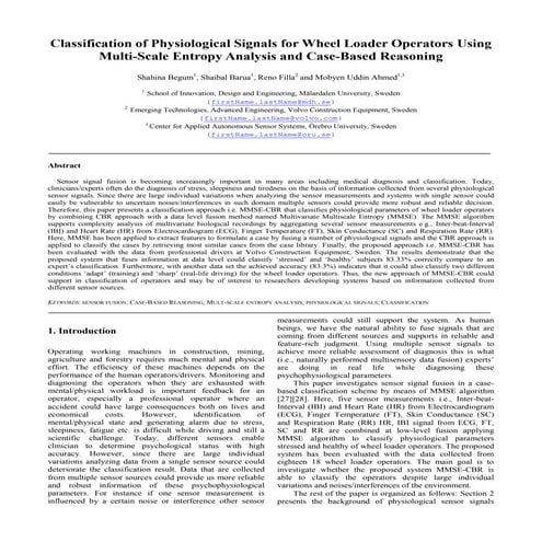 Classification of physiological signals for wheel loader operators using Mult...