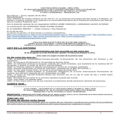 PROGRAMA 163 VOZ INSESAMISTA RADIO