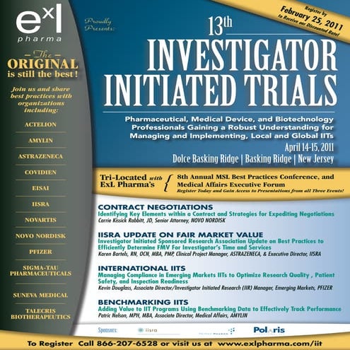 13th Investigator Initiated Trials, April 2011, Basking Ridge, NJ