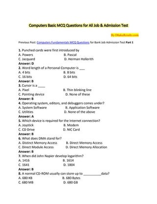 Computer literacy test | PDF