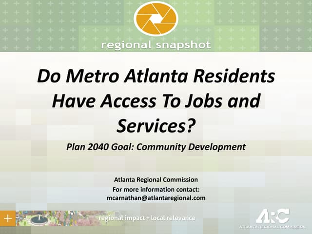 Do Metro Atlanta Residents Have Access to Jobs & Amenities?