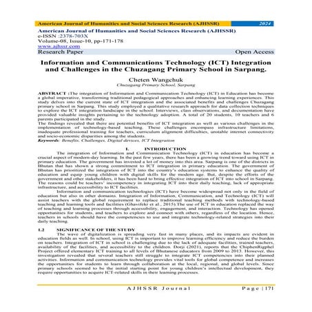 Information and Communications Technology (ICT) Integration and Challenges in...