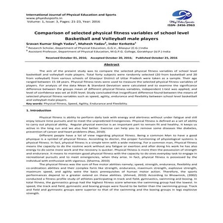 Comparative study of endurance between football and hockey male players ...