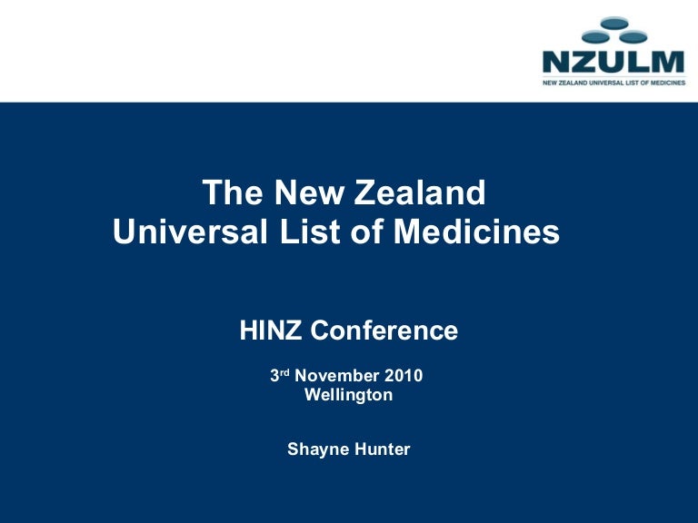 The New Zealand Universal List of Medicines
