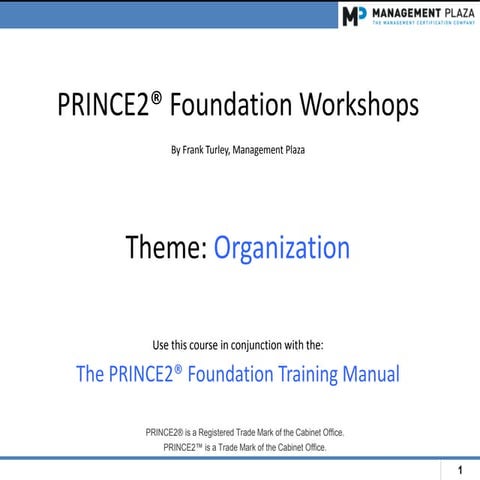 PRINCE2 Foundation Workshops -- Organization
