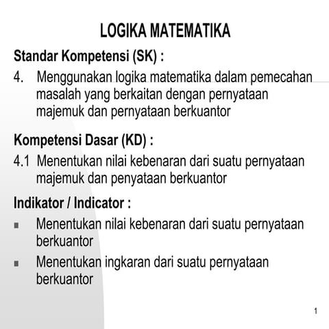 P2 logika pernyataan dan nilai kebenaran