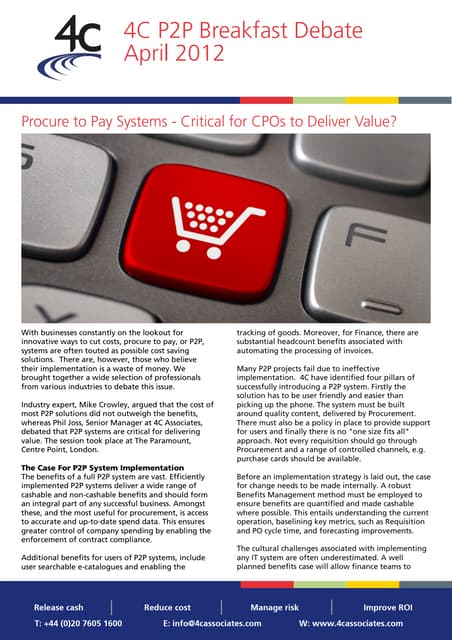 Procure to Pay Systems - Critical for CPOs to Deliver Value?