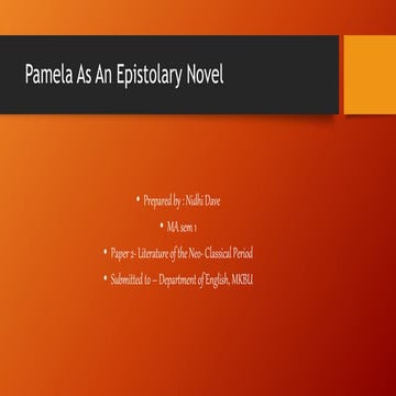Pamela as an Epistolary novel