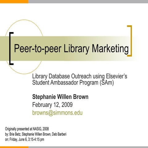 Peer 2 Peer Library Training & Marketing