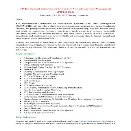 Call For Paper - 14th International Conference on Peer-to-Peer Networks ...