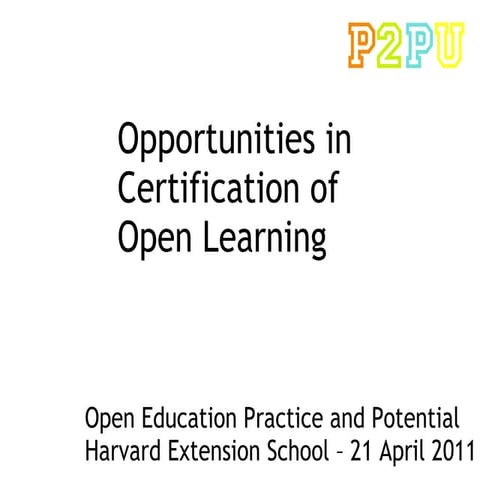 P2PU Harvard Extension Lecture