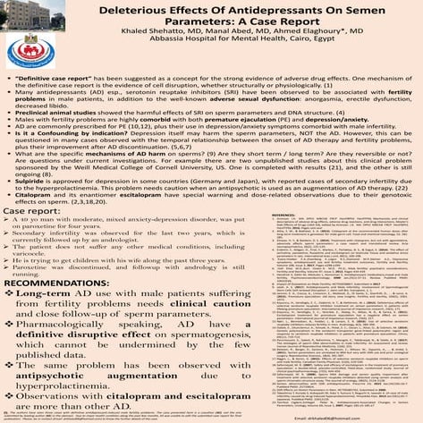 Deleterious Effects Of Antidepressants On Semen Parameters: A Case Report