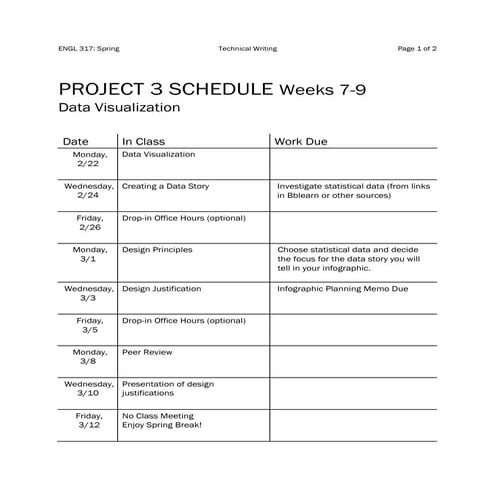 Eng 317H P3 Virtual Schedule Spring 2021
