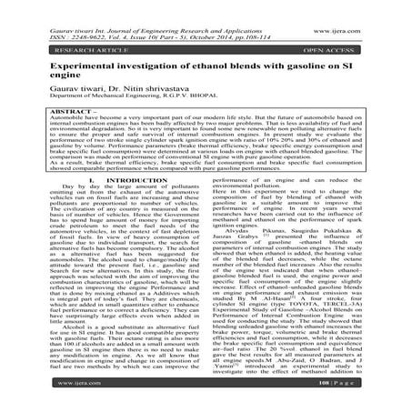Experimental investigation of ethanol blends with gasoline on SI engine ...