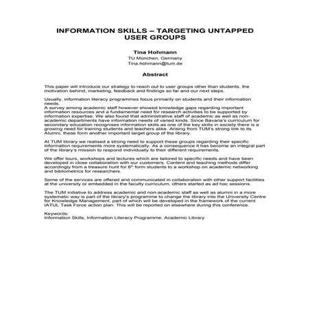 Information Skills - Targeting untapped user groups - text