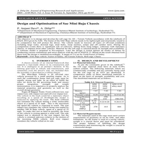 Design and Optimisation of Sae Mini Baja Chassis