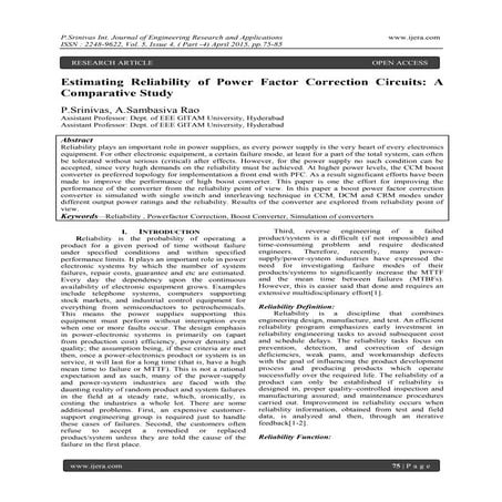 Estimating Reliability of Power Factor Correction Circuits: A Comparative Study