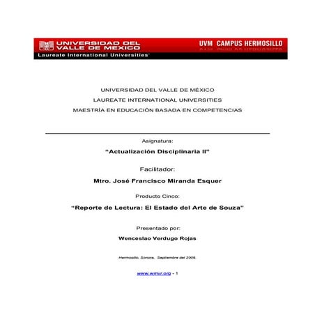 “Reporte de Lectura: El Estado del Arte de Souza”