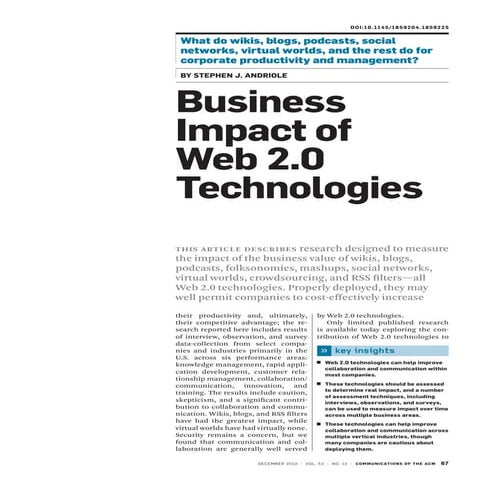 הערך העסקי של טכנולוגיות ווב 2.0