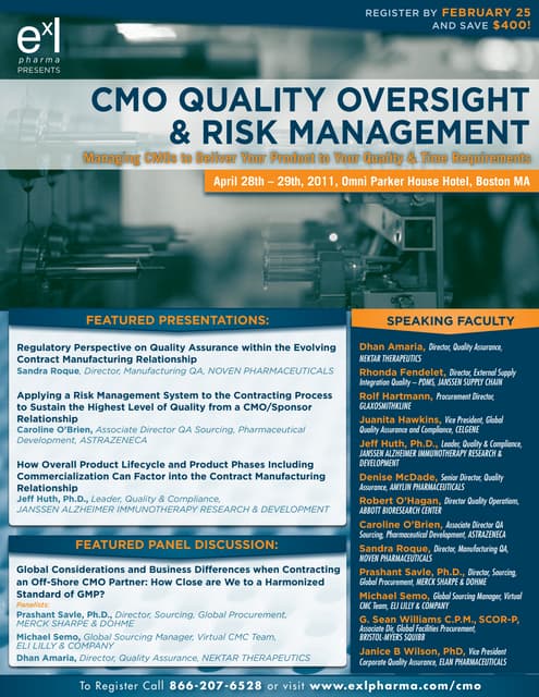 CMO Quality Oversight & Risk Management, April 2011, Boston