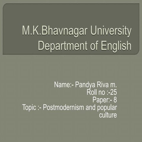 postmodernism and popular culture