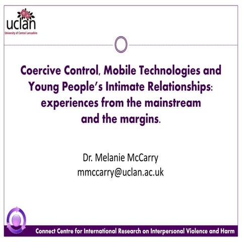 Coercive Control, Mobile Technologies and Young People's Intimate Relationshi...