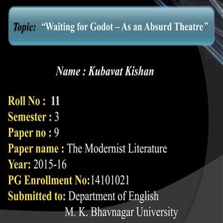 ' Waiting For Godot- As  an Absurd ...