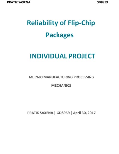 Reliability of Flip-Chip Packages