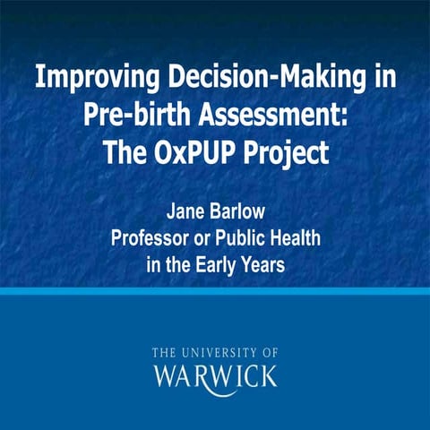 Improving Decision-Making in Pre-birth Assessment: The OxPUP Project