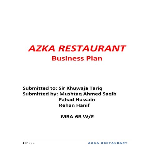 Sample of Business Plan