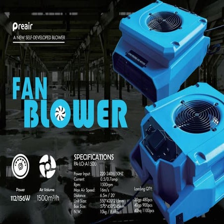 PA-LO-A1500 Commercial Stackable Air Mover Fan For Restoration | PDF