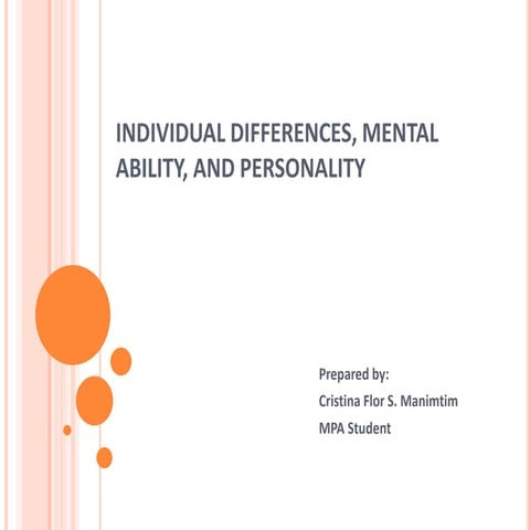 PA 207 Individual Differences, Mental Ability and Differences