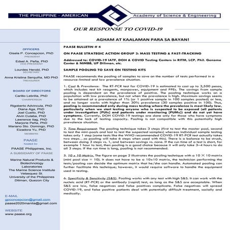 Sample Pooling to Save on Testing Kits