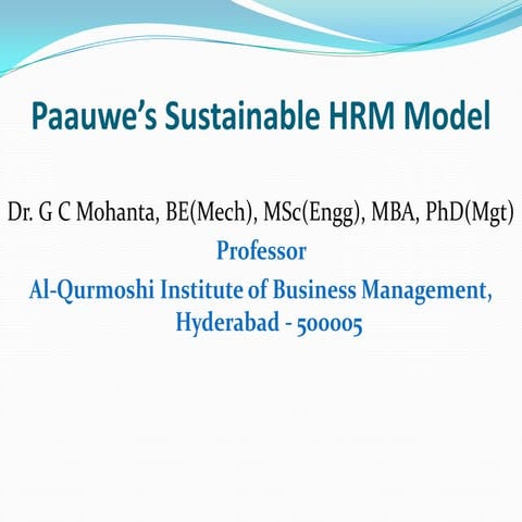 Paauwe’s sustainable HRM model 