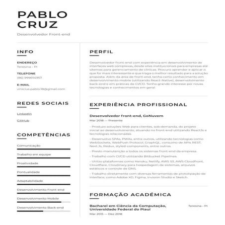 Currículo Pablo Vinicius