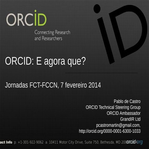 Presentação ORCID Jornadas FCCN 2014 