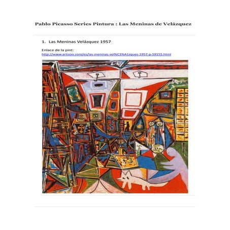 Pablo picasso series pintura las meninas de velázquez  - artisoo