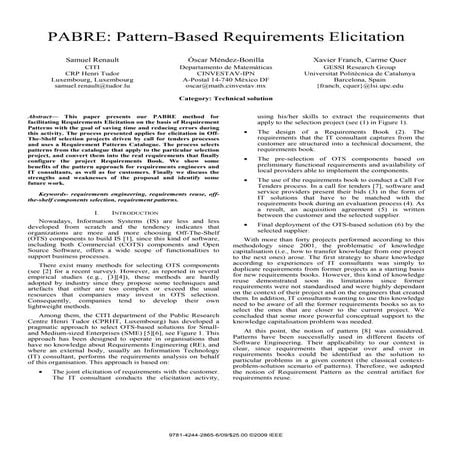 Pabre pattern-based requirements elicitation