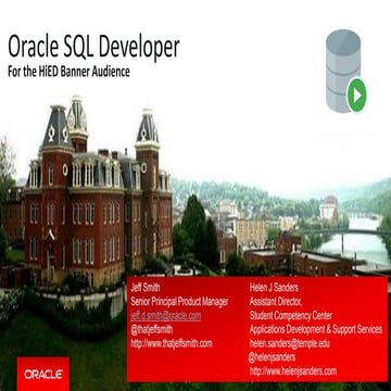 Pennsylvania Banner User Group Webinar: Oracle SQL Developer Tips ...