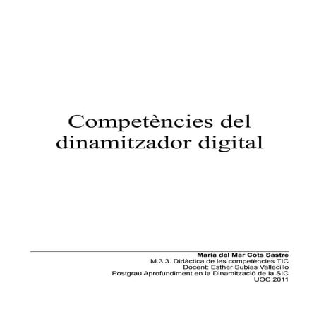 Competències del Dinamitzador Digital