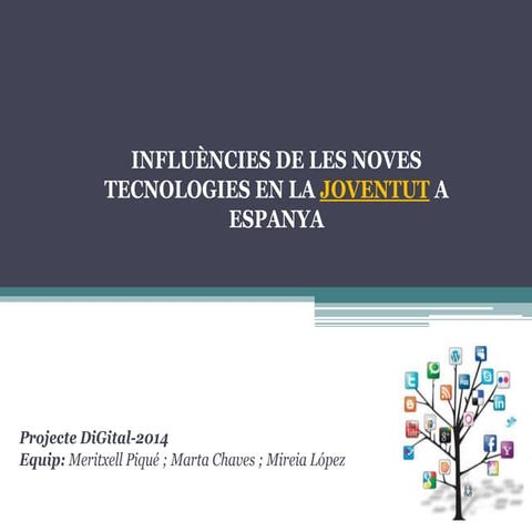 INFLUÈNCIES DE LES NOVES TECNOLOGIES EN LA JOVENTUT  A ESPANYA