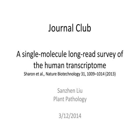 Applied Bioinformatics Journal Club Pacbio RNA-Seq