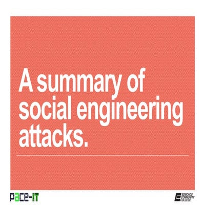 PACE-IT, Security+3.3: Summary of Social Engineering Attacks