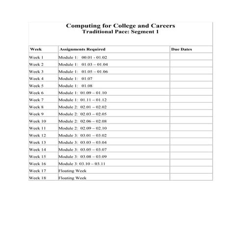 Pace chart   1st segment - traditional - ccc
