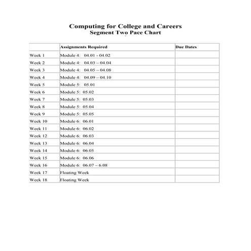 Pace chart   2nd segment - computing for college and careers