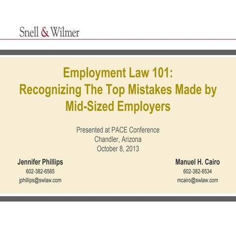 PACE - Law Presentation: Employment Law 101