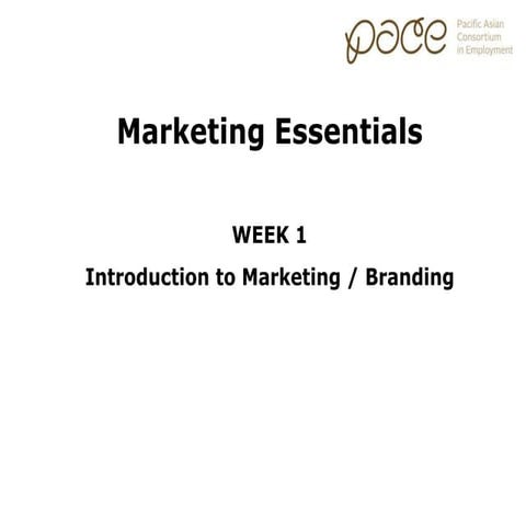 Marketing Essentials: Introduction to Marketing & Branding