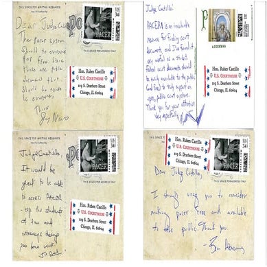 Completed Pacer postcards from May 1, 2015 Law Day Event at John Marshall Law School