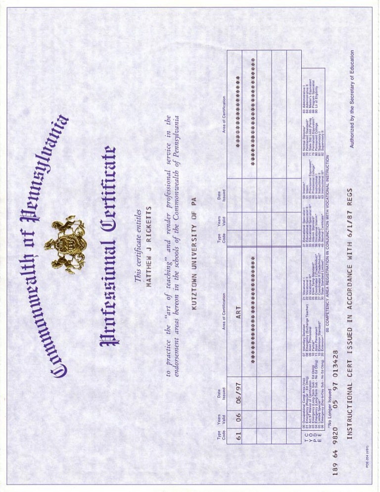 PA Teaching Certificate